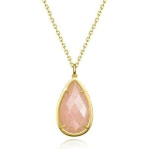 Natural Stone Pendant Heart Teardrop Irregular Necklace for Women Rose Quartz